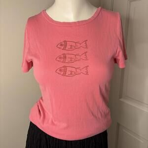 J.Crew Pink Custom Sweater Fish Tee